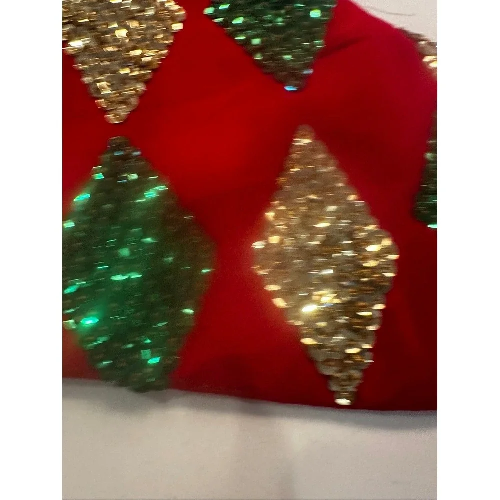 Coca-Cola Christmas Stocking Red Sequin Harlequin Diamond Cavanagh Group NWT